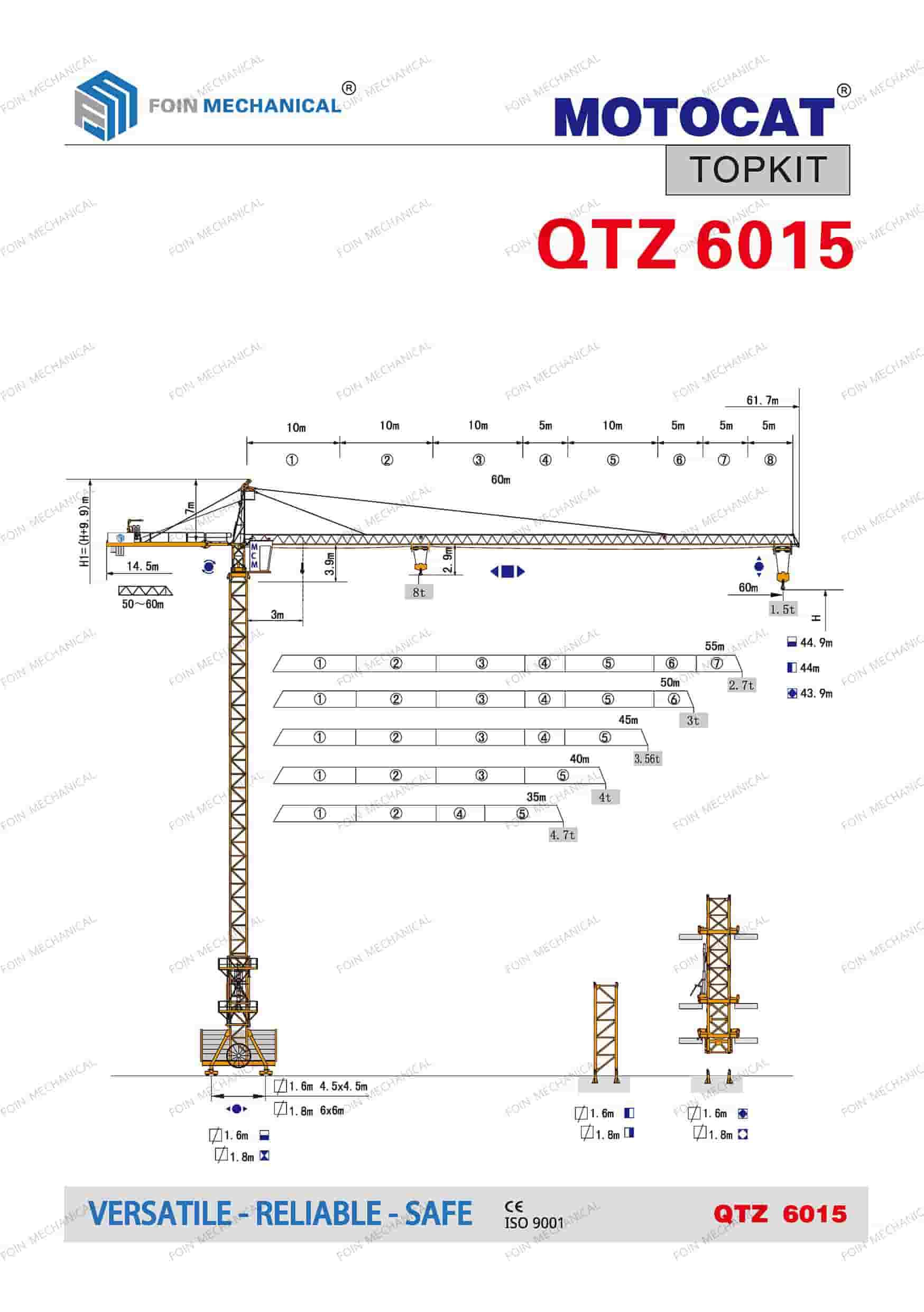 Folleto de productos de grúas torre TK6015 de foin 1